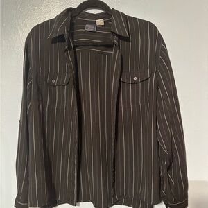 Laura Scott Black and White Striped Shirt